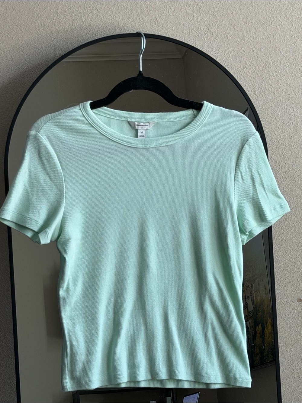 Banana Republic Mint Green Ribbed Cotton T-Shirt Size M